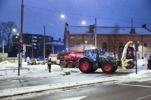 Traktor i trafikkulykke
