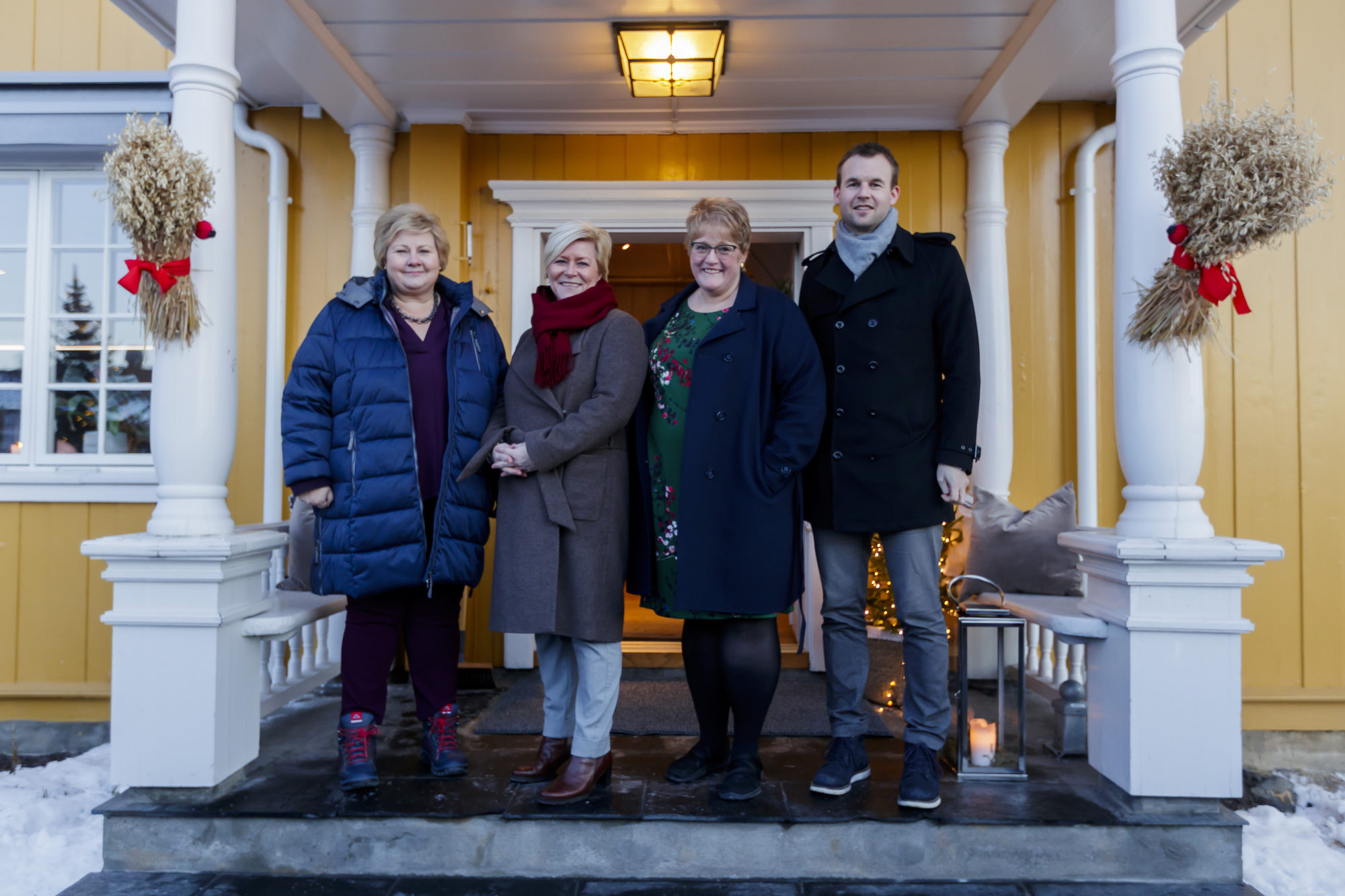Erna Solberg, Siv Jensen, Trine Skei Grande og Kjell Ingolf Ropstad